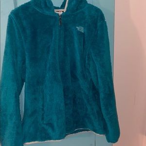 North Face turquoise fleece zip up jacket size L